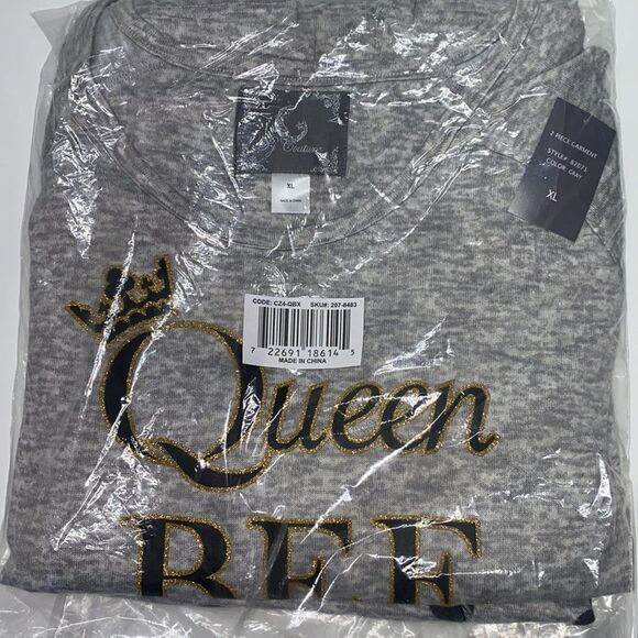 Pj Couture quien Bee gray pajama 2 pc set women’s  New - Picture 8 of 8